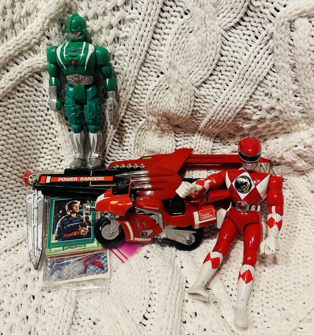 Mighty Morphin Power Rangers Action Figures Bike Cards Stickers Gun Toys 1993